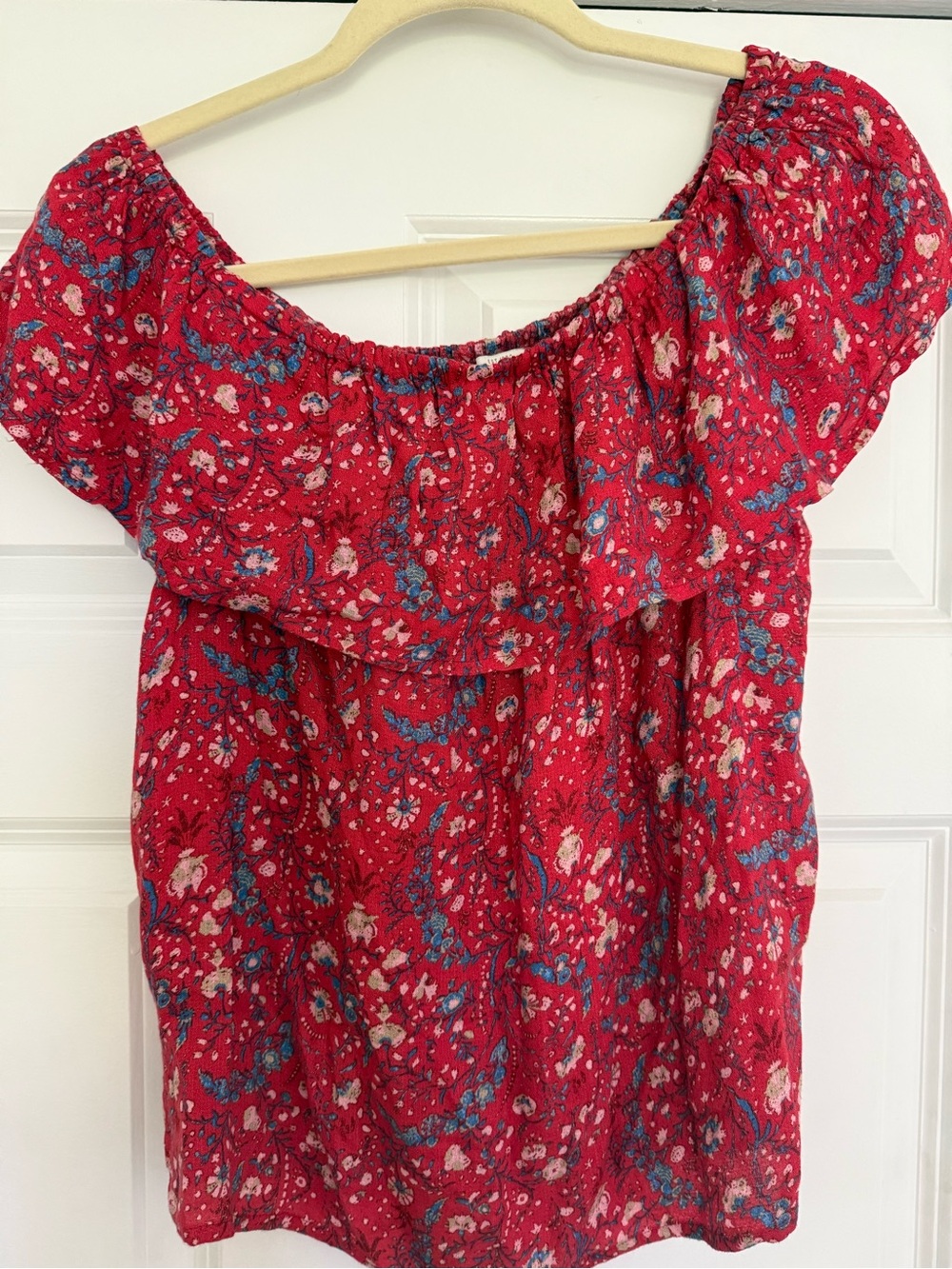 Lucky Brand Red Floral Blouse.